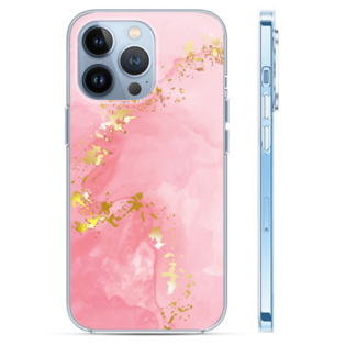 Hoozey Hoozey - Hoesje geschikt voor Apple iPhone 15 Plus - Watercolor print - Roze / Goud