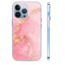Hoozey - Hoesje geschikt voor Apple iPhone 15 Plus - Watercolor print - Roze / Goud
