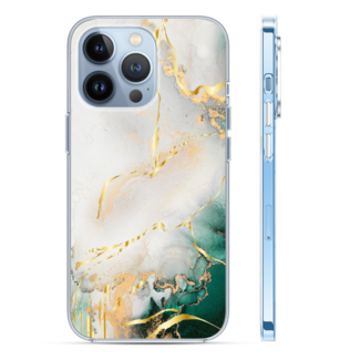 Hoozey Hoozey - Hoesje geschikt voor Apple iPhone 15 Pro - Watercolor print - Groen / Wit