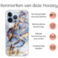 Hoozey - Hoesje geschikt voor Apple iPhone 15 Plus - Watercolor print - Donker Blauw / Goud