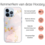 Hoozey - Hoesje geschikt voor Apple iPhone 15 Plus - Watercolor print - Licht Roze / Wit