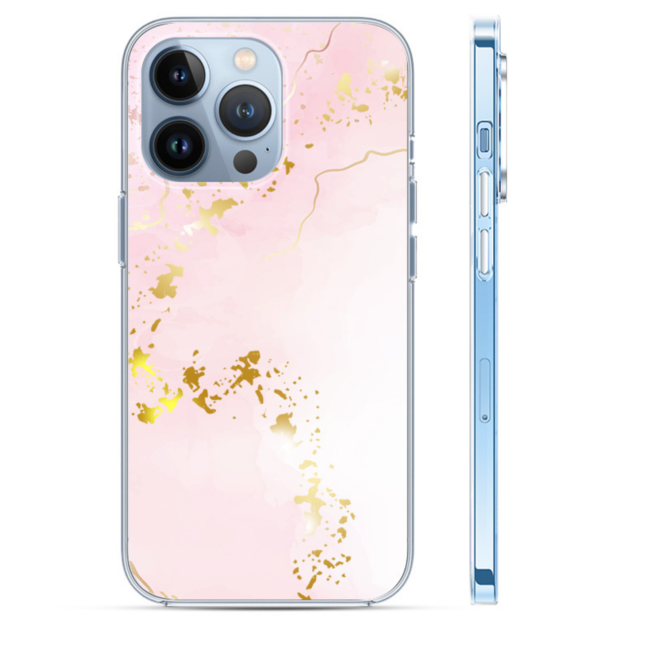 Hoozey - Hoesje geschikt voor Apple iPhone 15 Pro - Watercolor print - Licht Roze