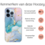 Hoozey - Hoesje geschikt voor Apple iPhone 15 Pro - Watercolor print - Blauw / Roze