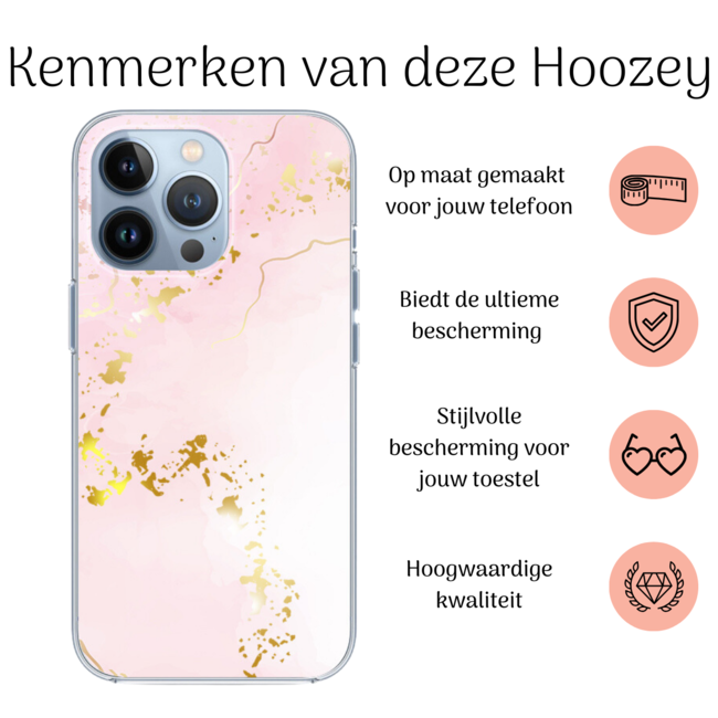 Hoozey - Hoesje geschikt voor Apple iPhone 15 Plus - Watercolor print - Licht Roze