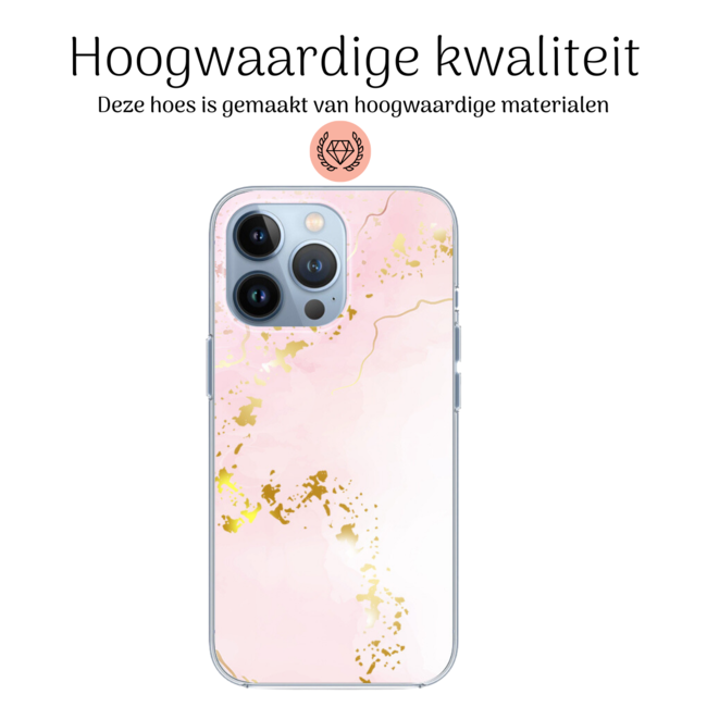 Hoozey - Hoesje geschikt voor Apple iPhone 15 Plus - Watercolor print - Licht Roze