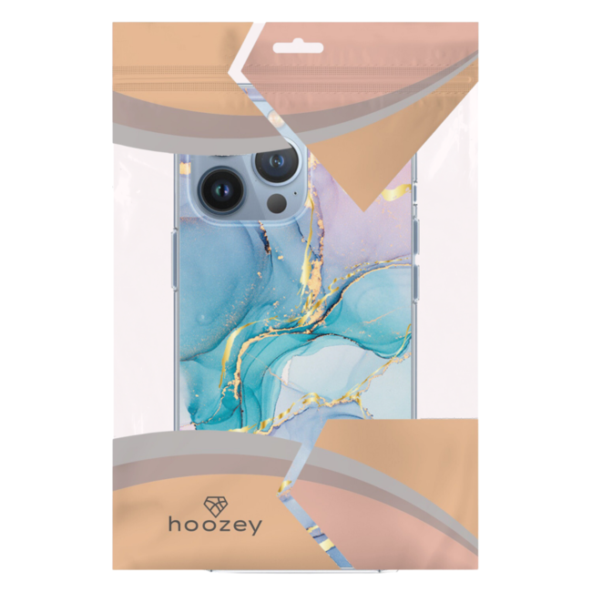 Hoozey - Hoesje geschikt voor Apple iPhone 15 Pro Max - Watercolor print - Blauw / Roze