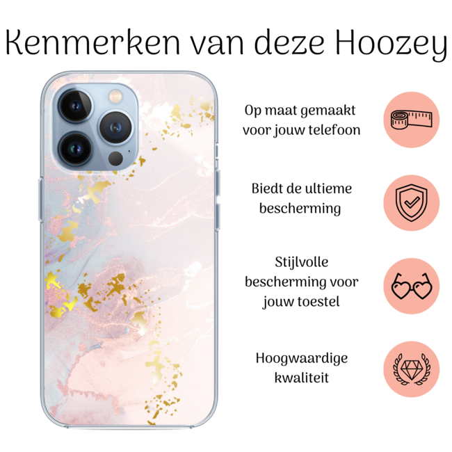 Hoozey - Hoesje geschikt voor Apple iPhone 15 Pro Max - Watercolor print - Licht Roze / Wit