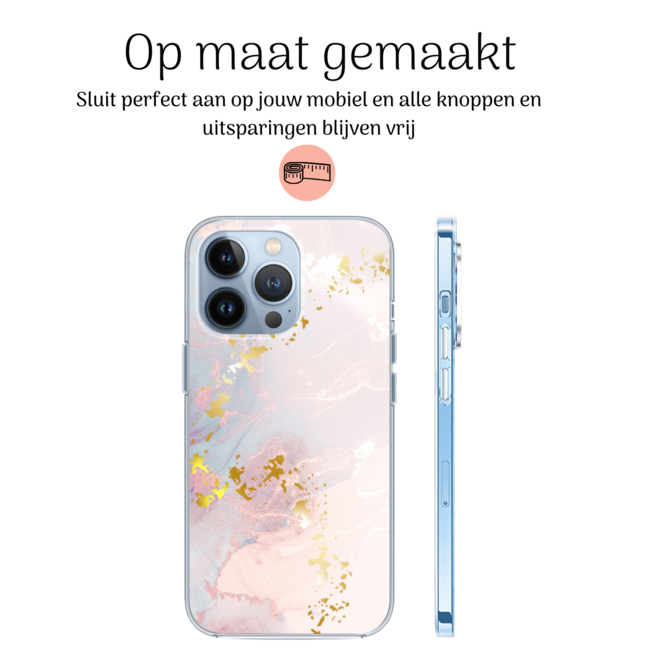 Hoozey - Hoesje geschikt voor Apple iPhone 15 Pro Max - Watercolor print - Licht Roze / Wit