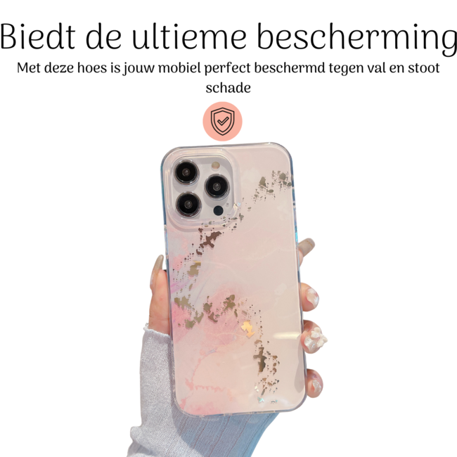 Hoozey - Hoesje geschikt voor Apple iPhone 15 Pro Max - Watercolor print - Licht Roze