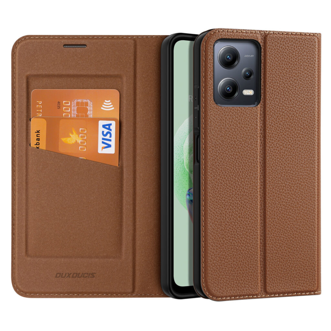 Dux Ducis - Telefoonhoesje geschikt voor Xiaomi Redmi Note 12 5G/Note 12R Pro/ Poco X5 5G - Skin X2 Serie - Book Case - Bruin afbeelding