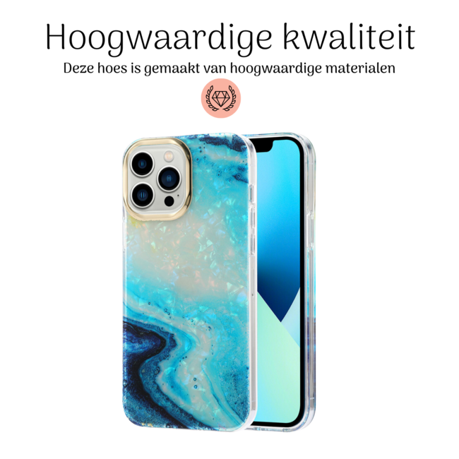 Hoozey - Hoesje geschikt voor Apple iPhone 15 - Pearl Case - Licht Blauw