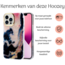 Hoozey - Hoesje geschikt voor Apple iPhone 15 Pro - Pearl Case - Donker Blauw / Roze