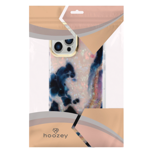 Hoozey - Hoesje geschikt voor Apple iPhone 15 Pro - Pearl Case - Donker Blauw / Roze