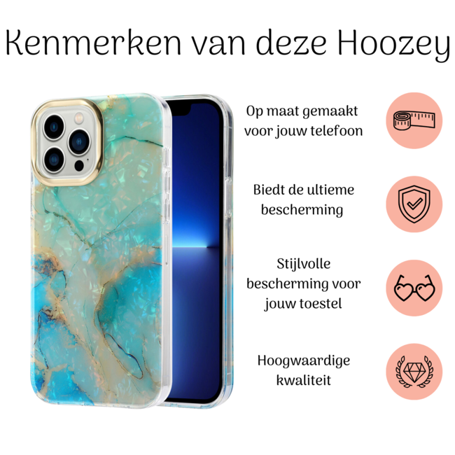 Hoozey - Hoesje geschikt voor Apple iPhone 15 Pro - Pearl Case - Turquoise