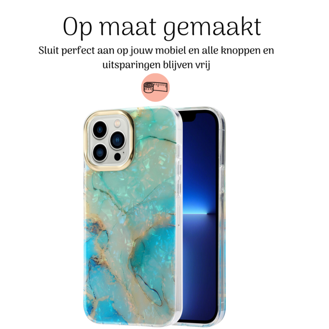 Hoozey - Hoesje geschikt voor Apple iPhone 15 Pro - Pearl Case - Turquoise