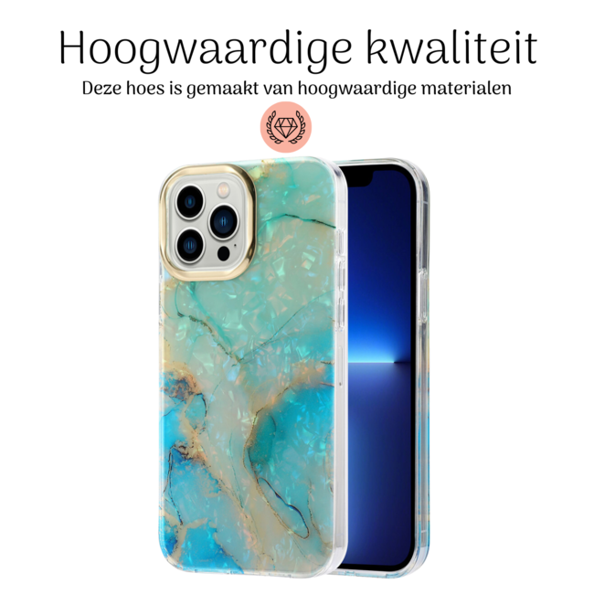 Hoozey - Hoesje geschikt voor Apple iPhone 15 Pro - Pearl Case - Turquoise
