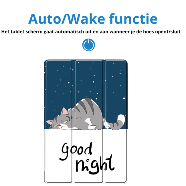 Case2go - Tablet hoes geschikt voor Samsung Galaxy Tab S9 FE / Galaxy Tab 10 FE / Galaxy Tab S10 Lite - 10.9 Inch - Tri-fold Case - Goodnight