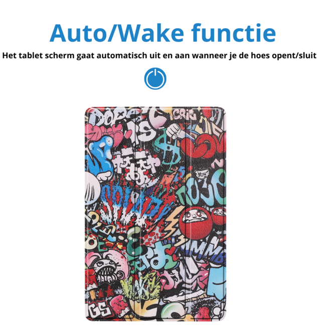 Case2go - Tablet hoes geschikt voor Samsung Galaxy Tab S9 FE / Galaxy Tab 10 FE / Galaxy Tab S10 Lite - 10.9 Inch - Tri-fold Case - Graffiti