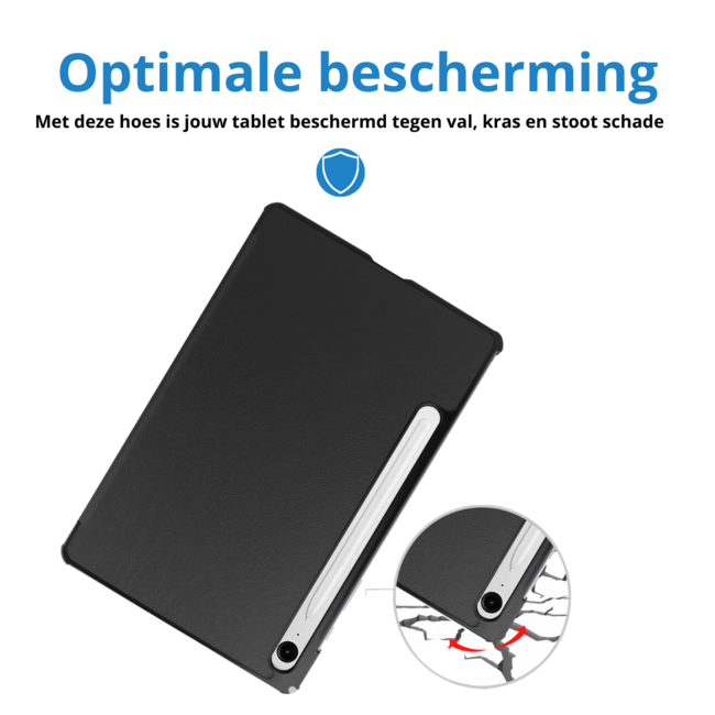 Case2go - Tablet hoes geschikt voor Samsung Galaxy Tab S9 FE / Galaxy Tab 10 FE / Galaxy Tab S10 Lite - 10.9 Inch - Tri-fold Case - Zwart