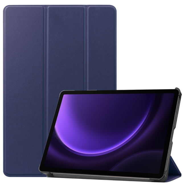 Case2go - Tablet hoes geschikt voor Samsung Galaxy Tab S9 FE (2023) - Tri-fold Case - Donker Blauw