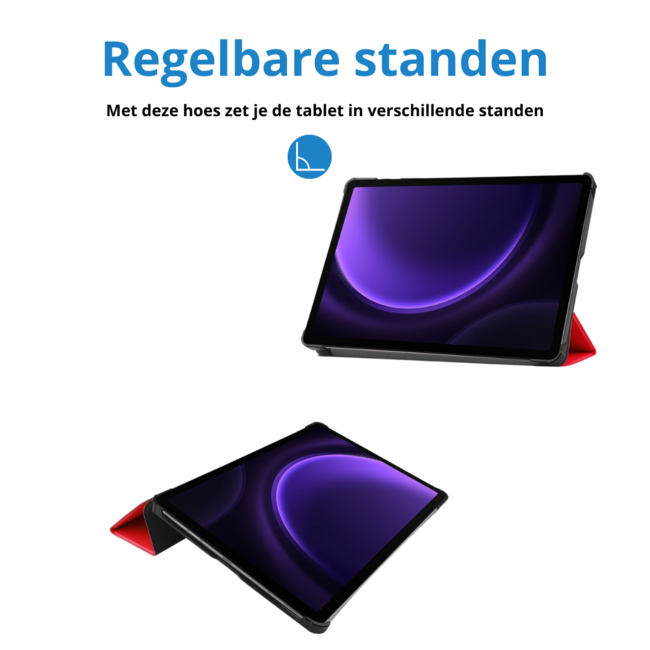 Case2go - Tablet hoes geschikt voor Samsung Galaxy Tab S9 FE / Galaxy Tab 10 FE / Galaxy Tab S10 Lite - 10.9 Inch - Tri-fold Case - Rood