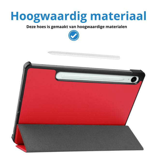 Case2go - Tablet hoes geschikt voor Samsung Galaxy Tab S9 FE / Galaxy Tab 10 FE / Galaxy Tab S10 Lite - 10.9 Inch - Tri-fold Case - Rood