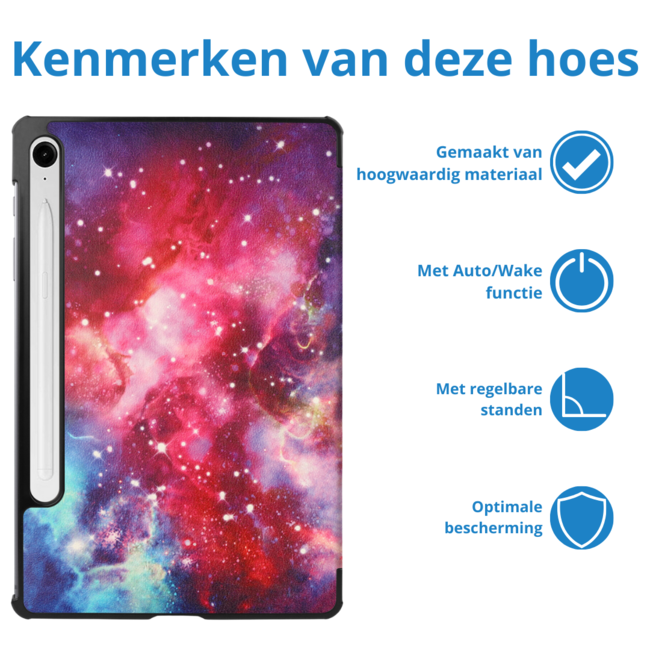 Case2go - Tablet hoes geschikt voor Samsung Galaxy Tab S9 FE / Galaxy Tab 10 FE / Galaxy Tab S10 Lite - 10.9 Inch - Tri-fold Case - Galaxy