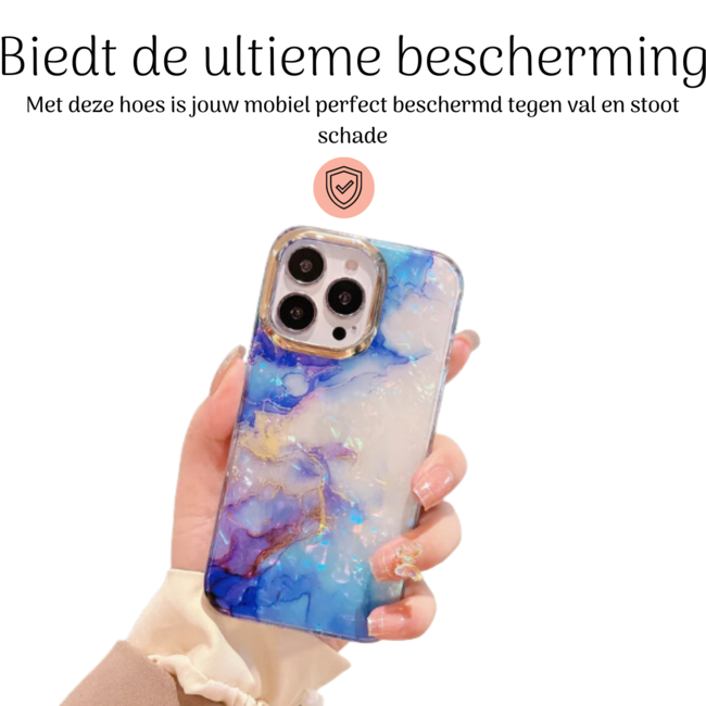 Hoozey - Hoesje geschikt voor Apple iPhone 15 Pro Max - Pearl Case - Paars / Blauw