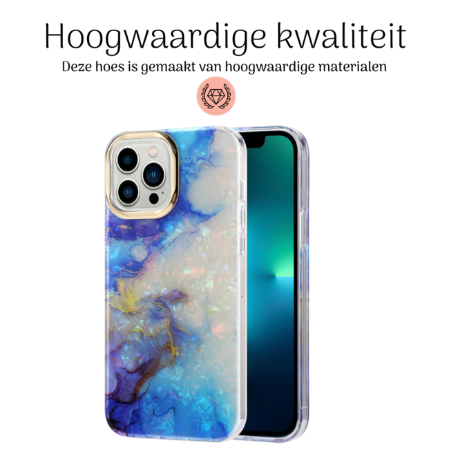 Hoozey - Hoesje geschikt voor Apple iPhone 15 Pro Max - Pearl Case - Paars / Blauw