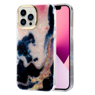 Hoozey Hoozey - Hoesje geschikt voor Apple iPhone 15 Pro Max - Pearl Case - Donker Blauw / Roze