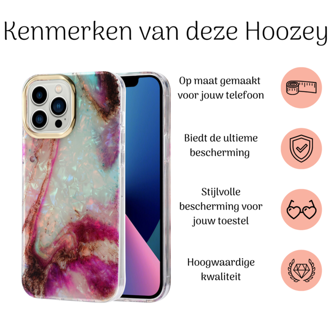 Hoozey - Hoesje geschikt voor Apple iPhone 15 Pro Max - Pearl Case - Donker Roze