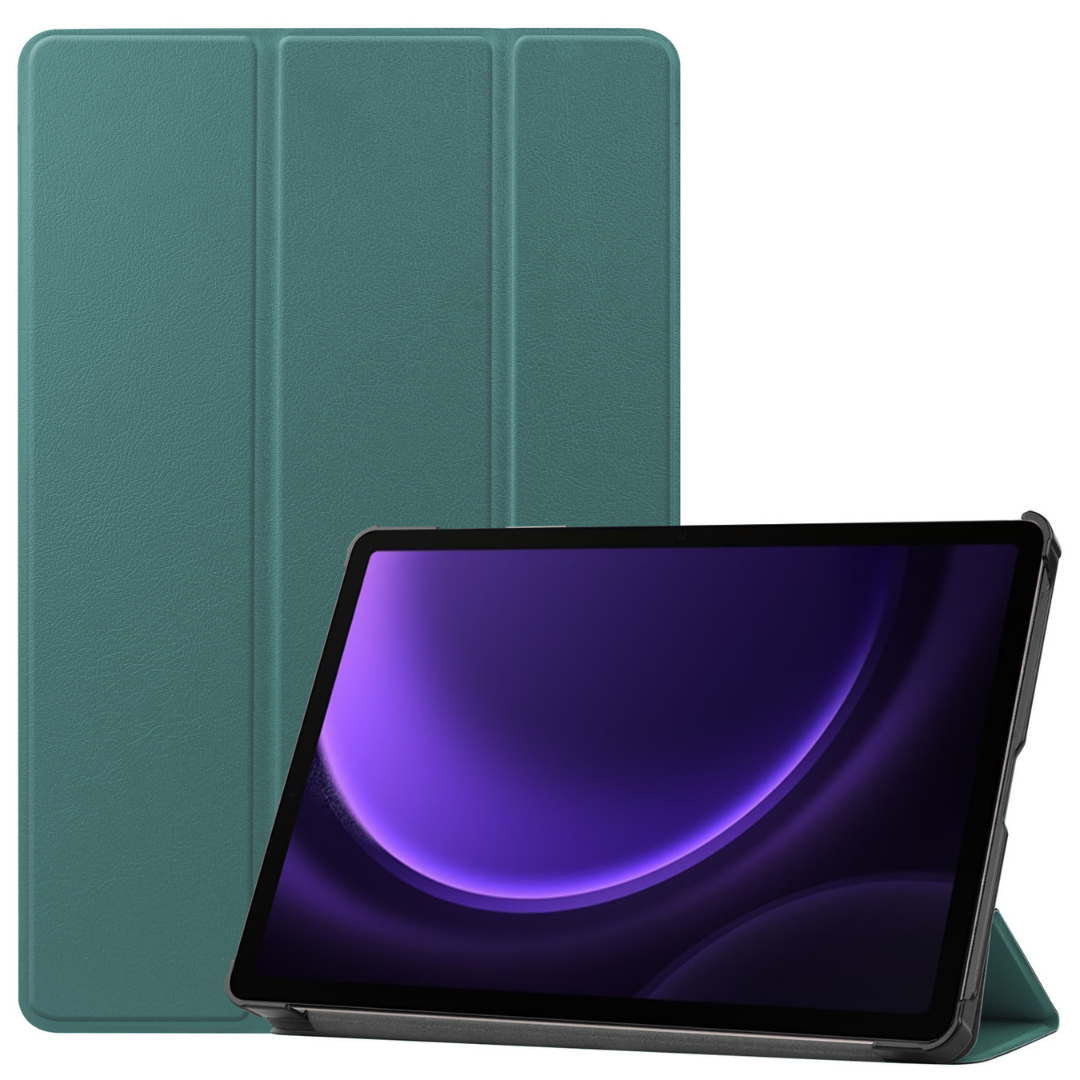 Case2go - Tablet hoes geschikt voor Samsung Galaxy Tab S9 FE Plus (2023) - Tri-fold Case - Donker Groen afbeelding