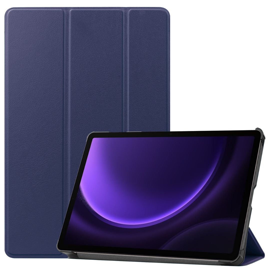 Case2go - Tablet hoes geschikt voor Samsung Galaxy Tab S9 FE Plus (2023) - Tri-fold Case - Donker Blauw afbeelding