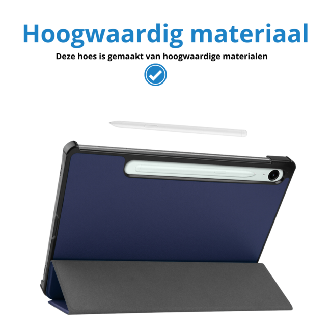 Case2go - Tablet hoes geschikt voor Samsung Galaxy Tab S9 FE Plus (2023) - Tri-fold Case - Donker Blauw