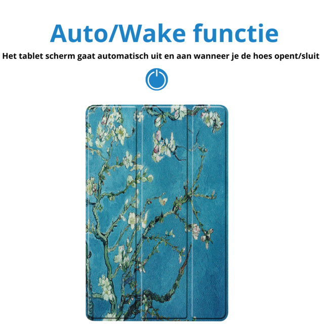 Case2go - Tablet hoes geschikt voor Samsung Galaxy Tab S9 FE Plus (2023) - Tri-fold Case - Witte Bloesem