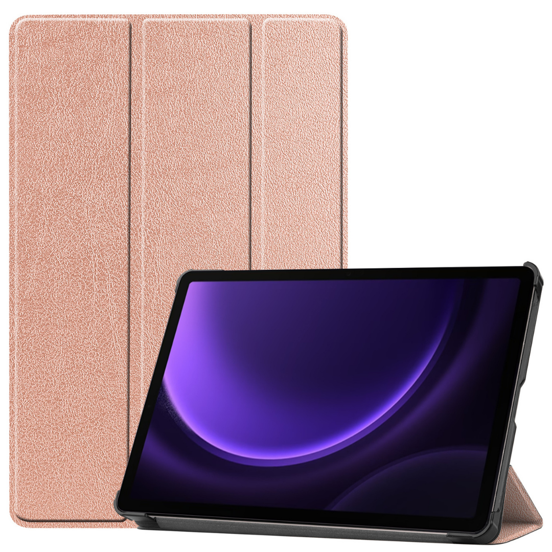 Case2go - Tablet hoes geschikt voor Samsung Galaxy Tab S9 FE Plus (2023) - Tri-fold Case - Rose Goud afbeelding