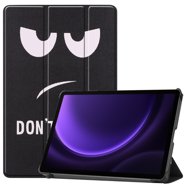 Case2go - Tablet hoes geschikt voor Samsung Galaxy Tab S9 FE Plus (2023) - Tri-fold Case - Don't Touch Me