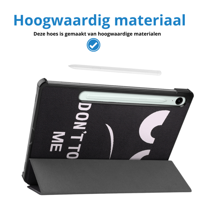 Case2go - Tablet hoes geschikt voor Samsung Galaxy Tab S9 FE Plus (2023) - Tri-fold Case - Don't Touch Me