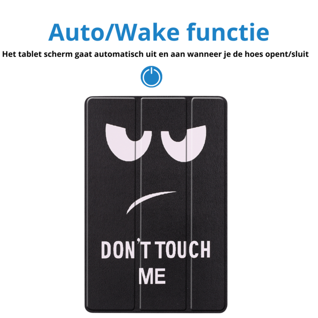 Case2go - Tablet hoes geschikt voor Samsung Galaxy Tab S9 FE Plus (2023) - Tri-fold Case - Don't Touch Me