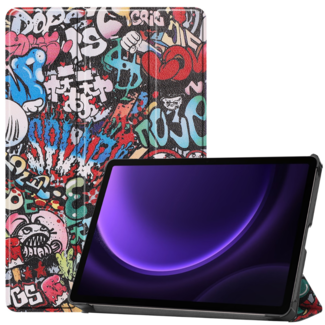 Case2go Case2go - Tablet hoes geschikt voor Samsung Galaxy Tab S9 FE Plus (2023) - Tri-fold Case - Graffiti