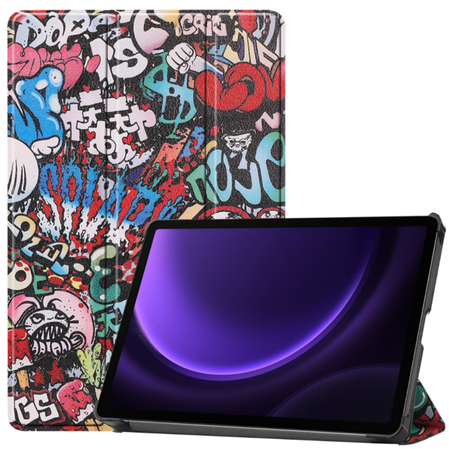 Case2go - Tablet hoes geschikt voor Samsung Galaxy Tab S9 FE Plus (2023) - Tri-fold Case - Graffiti