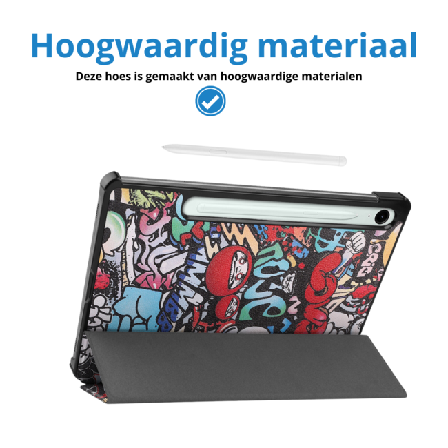 Case2go - Tablet hoes geschikt voor Samsung Galaxy Tab S9 FE Plus (2023) - Tri-fold Case - Graffiti