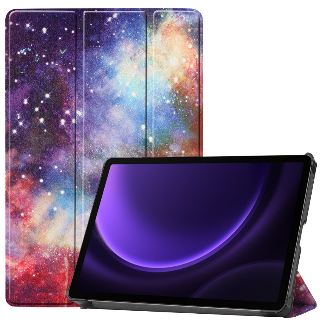 Case2go - Tablet hoes geschikt voor Samsung Galaxy Tab S9 FE Plus (2023) - Tri-fold Case - Galaxy afbeelding