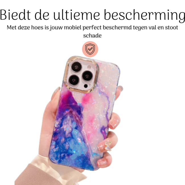 Hoozey - Hoesje geschikt voor Apple iPhone 15 Plus - Pearl Case - Roze / Paars