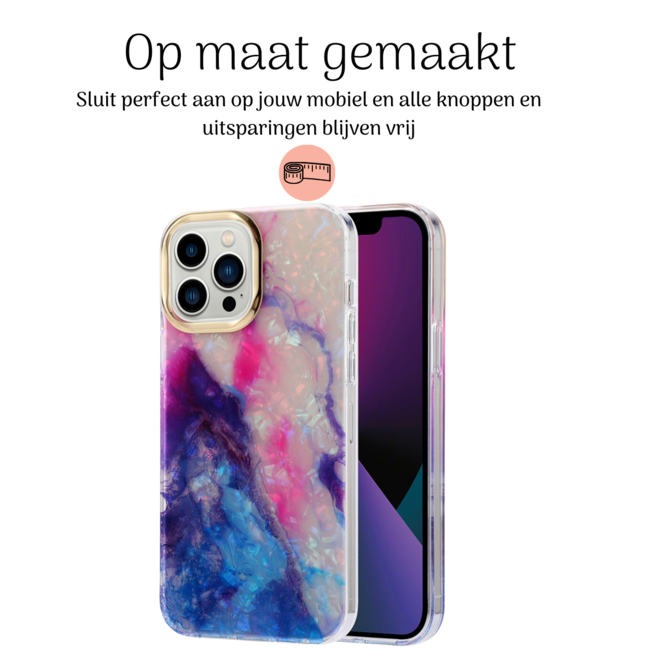 Hoozey - Hoesje geschikt voor Apple iPhone 15 Plus - Pearl Case - Roze / Paars