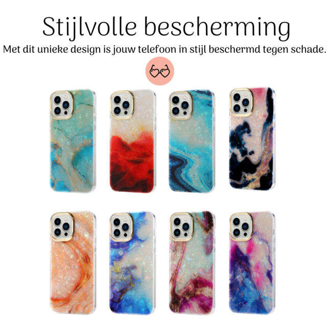 Hoozey - Hoesje geschikt voor Apple iPhone 15 Plus - Pearl Case - Roze / Paars
