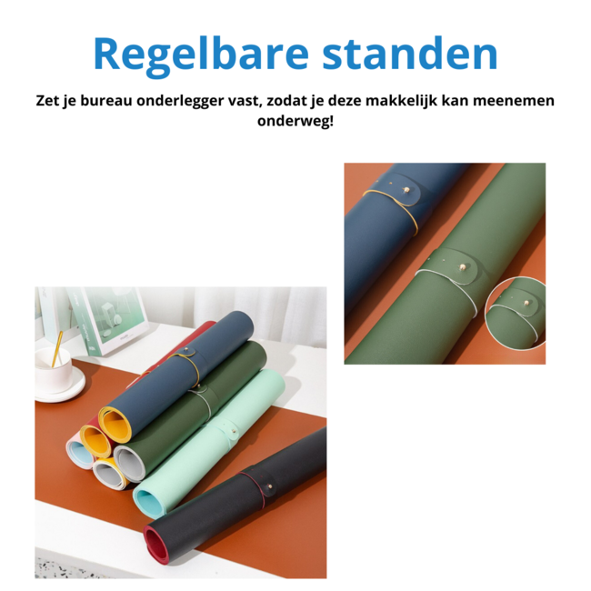 Case2go - Bureau Onderlegger - 60x40 cm - Kunstleer - Licht Blauw/ Mint