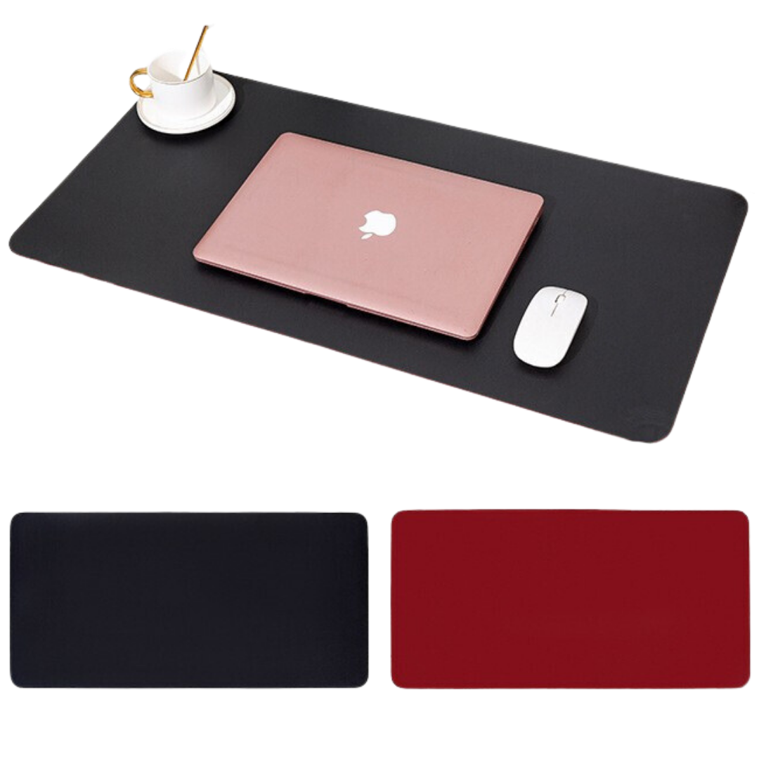 Muismat XXL - Bureau Onderlegger - Muismatten - Anti Slip - 120x60 cm - Kunstleer - Zwart/Rood afbeelding