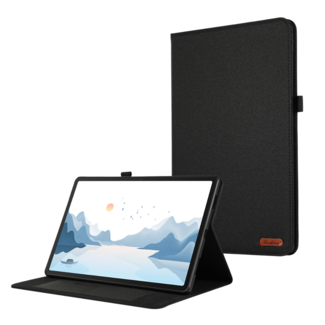 Case2go Case2go - Tablet hoes geschikt voor Lenovo Tab P12 (2023) - Bookcase van spijkerstof met pasjeshouder - Zwart