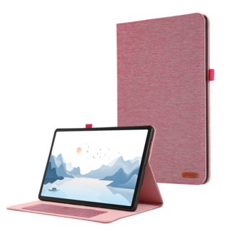 Case2go Case2go - Tablet hoes geschikt voor Lenovo Tab P12 (2023) - Bookcase van spijkerstof met pasjeshouder - Roze